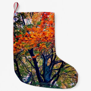 Petite Chaussette De Noël Feuille orange
