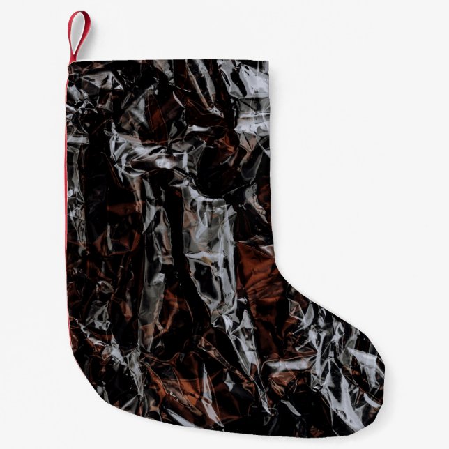 Petite Chaussette De Noël feuilles Brown et blancs séchés (Devant)