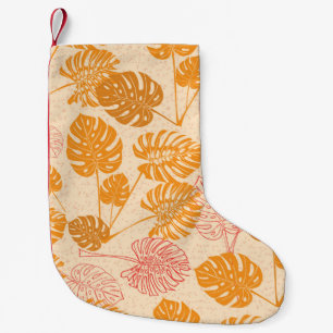 Petite Chaussette De Noël Feuilles de monastères tropicaux. dessin silhouett