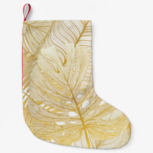 Petite Chaussette De Noël Feuilles de palmiers tropicaux : motif vintage.