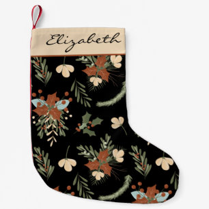 Petite Chaussette De Noël Feuilles et baies Black Holly Personnalisé