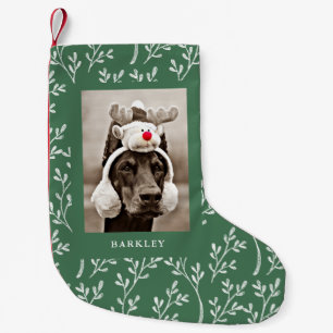 Petite Chaussette De Noël Feuilles festifs   Photo de vacances vertes