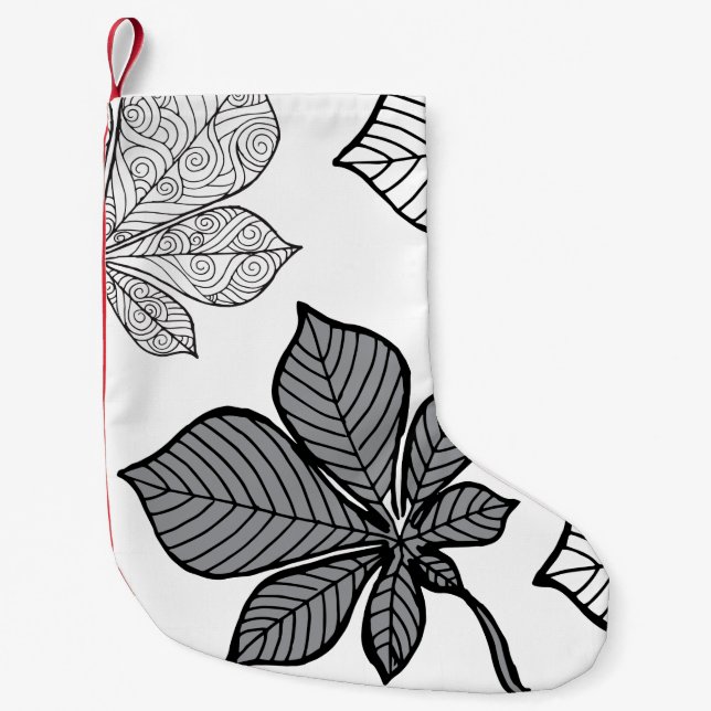 Petite Chaussette De Noël Feuilles stylisés 2 (Devant)