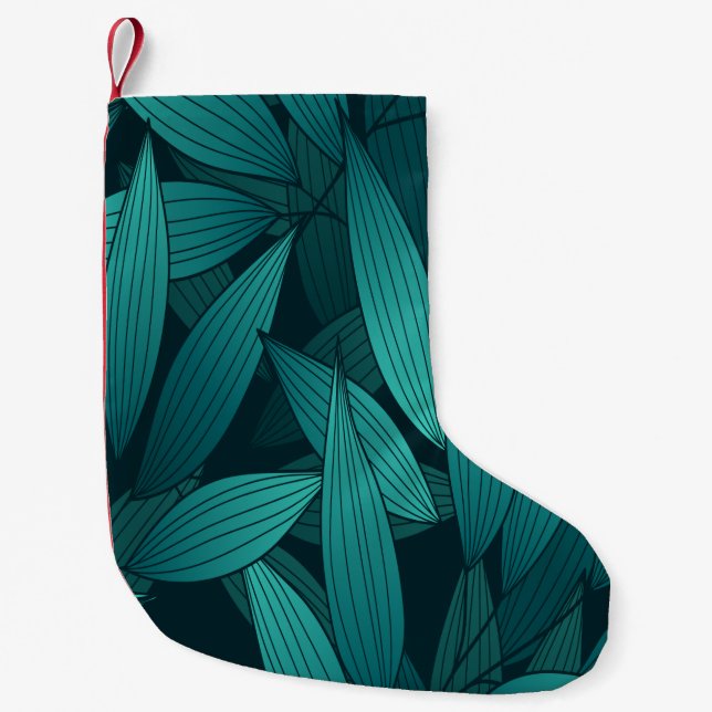 Petite Chaussette De Noël Feuilles tropicaux rayonnants (Devant)