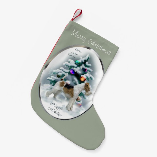 Petite Chaussette De Noël Fil Fox Terrier Noël (Devant (Accrochage))