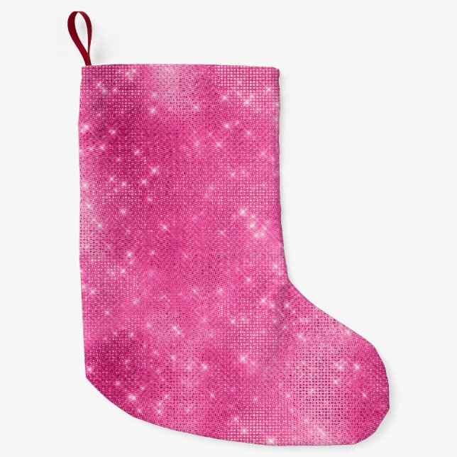 Petite Chaussette De Noël Fille rose étincelle (Devant)
