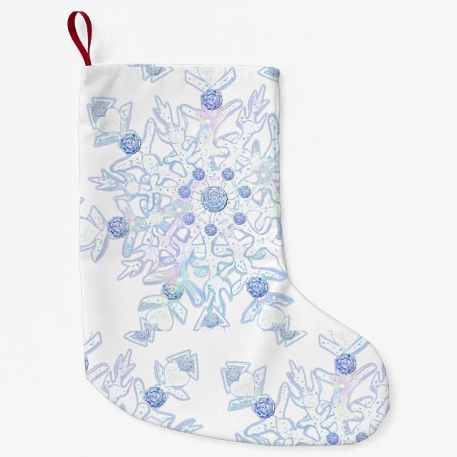 Petite Chaussette De Noël Flacon de neige bleu glace (Devant)