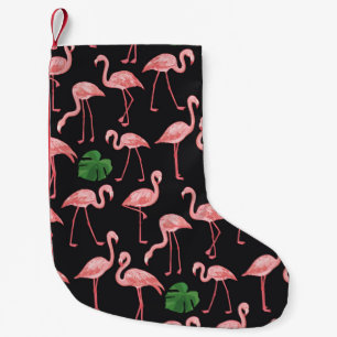 Petite Chaussette De Noël flamand avec motif feuille monstera palm.