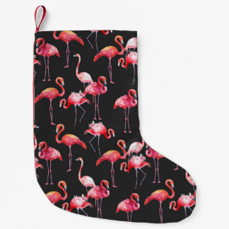 Petite Chaussette De Noël Flamant rose rose : Motif d'aquarelle tropicale.