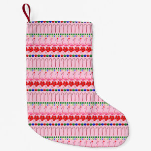 Petite Chaussette De Noël Flamants roses roses tropicaux de Noël moches sur