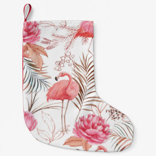Petite Chaussette De Noël Flamingo rose, motif d'aquarelle de pivoine.