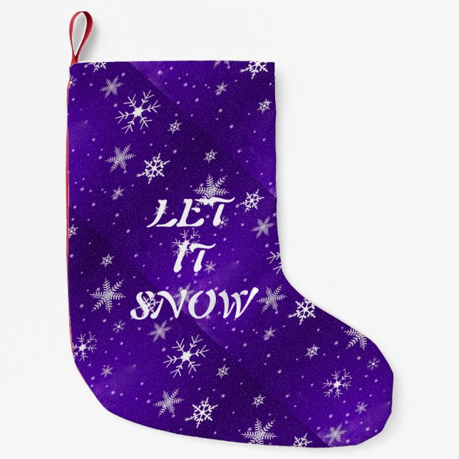 Petite Chaussette De Noël Flammes de neige blanches Bleu pourpre Noël Stocke (Devant)