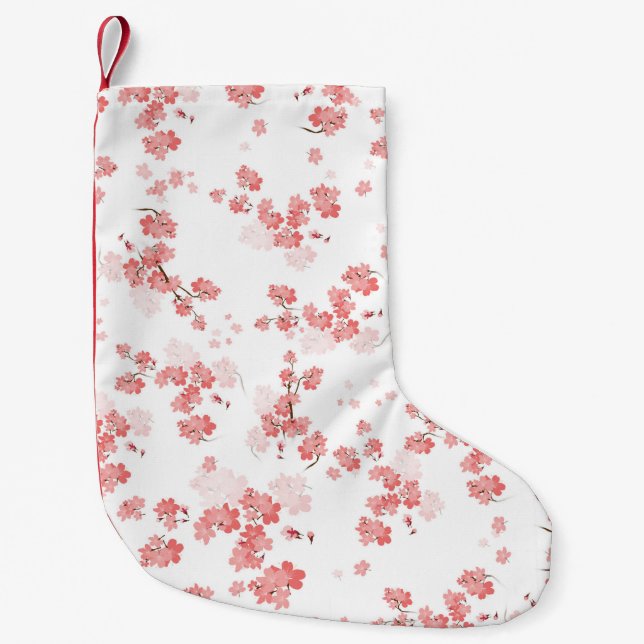 Petite Chaussette De Noël Fleur cerise 2 (Devant)