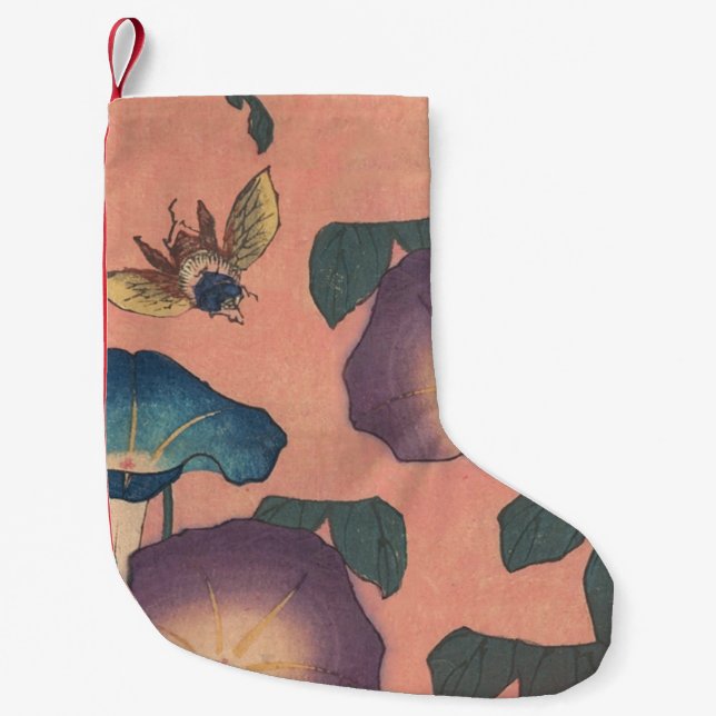 Petite Chaussette De Noël Fleur d'abeille rose classique Hokusai Art (Devant)