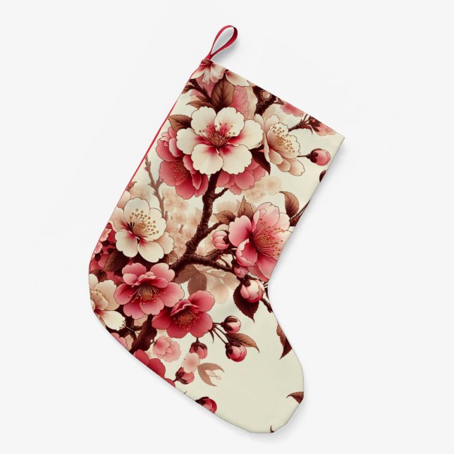 Petite Chaussette De Noël Fleur de cerise (Devant (Accrochage))
