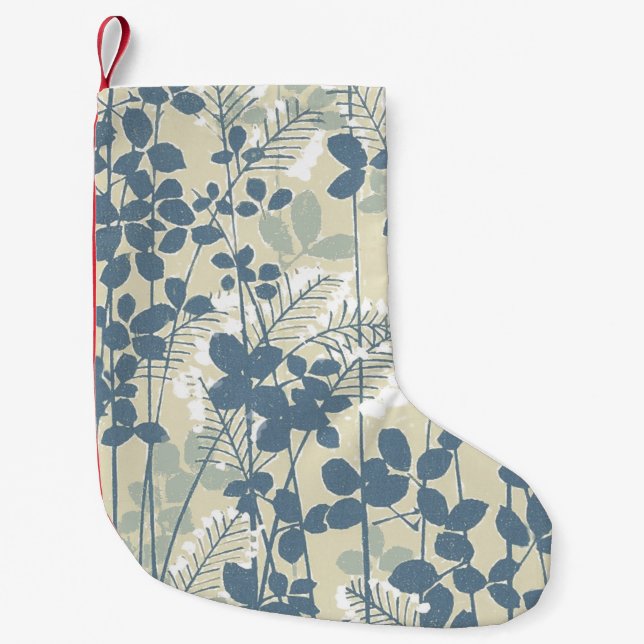 Petite Chaussette De Noël Fleur de feuille bleue asiatique japonaise (Devant)