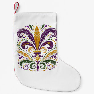 Petite Chaussette De Noël Fleur de lis jaune et vert violet