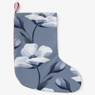 Petite Chaussette De Noël Fleurs blanches délicates : motif sans soudure.