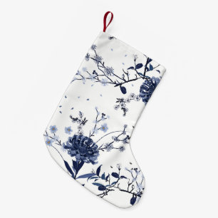Petite Chaussette De Noël Fleurs bleues