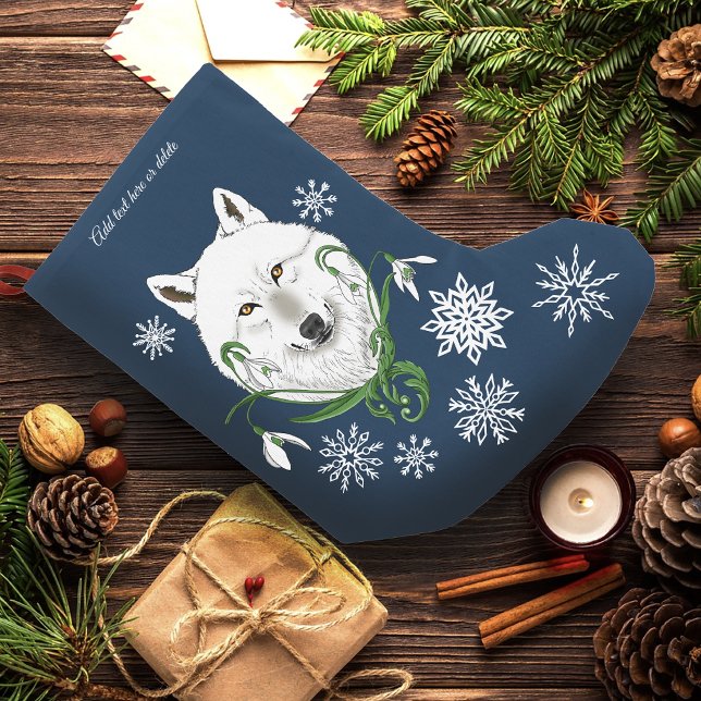 Petite Chaussette De Noël Fleurs de neige du Loup arctique blanc (Créateur téléchargé)