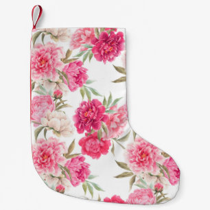 Petite Chaussette De Noël Fleurs de pivoines roses sans couture motif