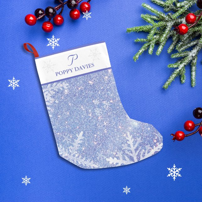 Petite Chaussette De Noël Flocon de Noël personnalisé (Personalized Snowflake Christmas Stocking)
