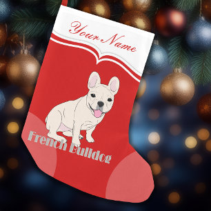 Petite Chaussette De Noël Français Bulldog mignonne Crème blanche Frenchie
