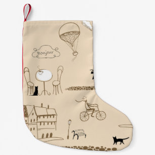 Petite Chaussette De Noël Français rose : Design Motif chic.