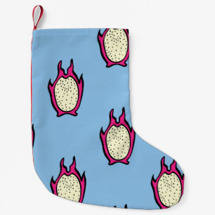 Petite Chaussette De Noël Fruit Dragon : Dessin Vintage d'encre.
