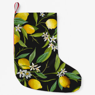 Petite Chaussette De Noël Fruits floraux citron Motif Vintage