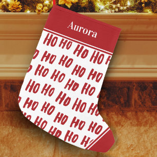 Petite Chaussette De Noël Fun Ho Ho Ho Texte Red Holiday Motif