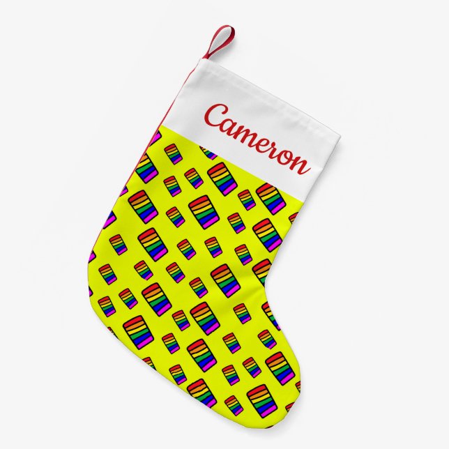 Petite Chaussette De Noël Funky Neon Rainbow Block Motif (Devant (Accrochage))