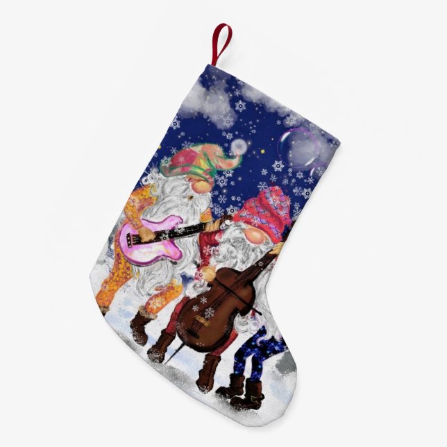 Petite Chaussette De Noël Funny Christmas Stocking Gnome Music Band (Devant (Accrochage))