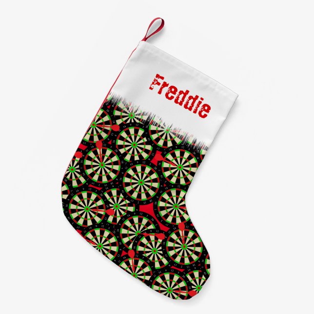 Petite Chaussette De Noël Funny Darts Player's Personnalisé (Devant (Accrochage))