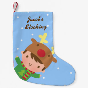 Petite Chaussette De Noël Garçon Renne Mignon Noël Pour Enfants