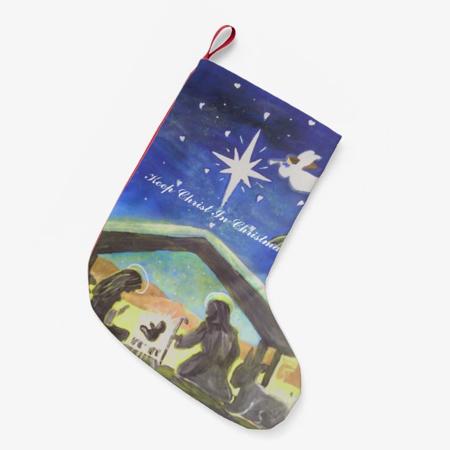 Petite Chaussette De Noël Garder Christ dans l'étable de Noël (Devant (Accrochage))