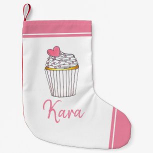 Petite Chaussette De Noël Gâteau Cupcake Cœur Rose Célébration de Baby Showe