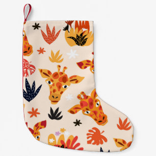 Petite Chaussette De Noël Giraffe de dessin : Floral Savanna Motif