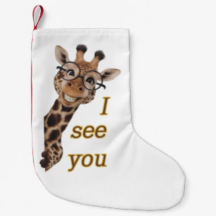 Petite Chaussette De Noël Giraffe.Text.Je vous vois