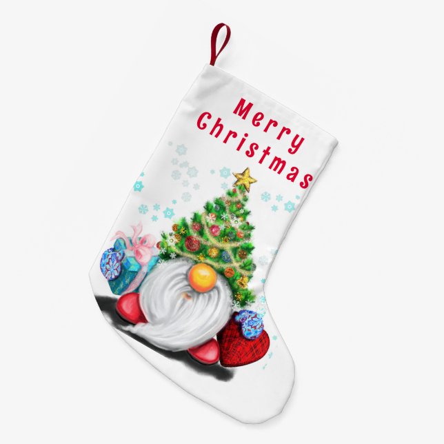 Petite Chaussette De Noël Gnome avec cadeau de Noël Stocker (Devant (Accrochage))