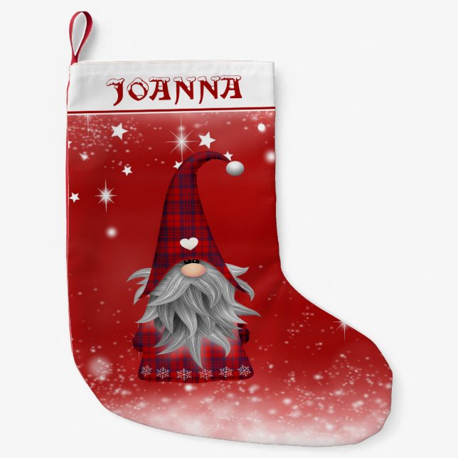 Petite Chaussette De Noël Gnome en costume rouge (Devant)