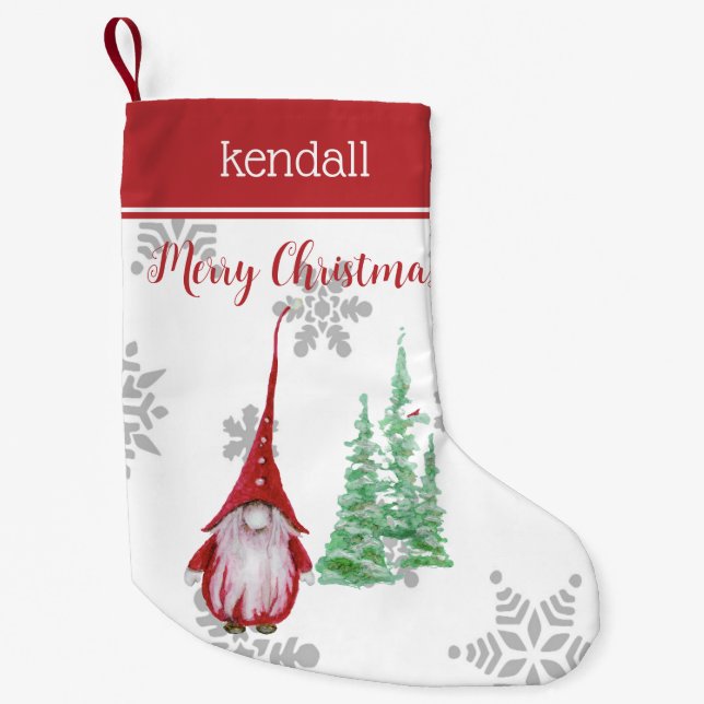 Petite Chaussette De Noël Gnome personnalisé (Devant)