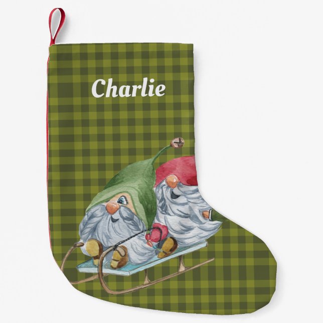 Petite Chaussette De Noël Gnomes de couchage Whimsical personnalisés (Devant)