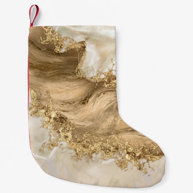 Petite Chaussette De Noël Gold and Pearl - Splatter and flow (Devant)