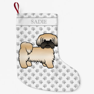 Petite Chaussette De Noël Gold avec Masque noir Chih Tzu Cartoon Chien & Nom