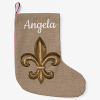 Gold Fleur de Lis du sud et toile de jute de Faux