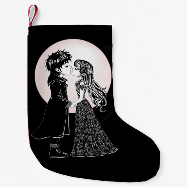 Petite Chaussette De Noël Gothique Emo Enfants Kiss Valentine's Day (Devant)
