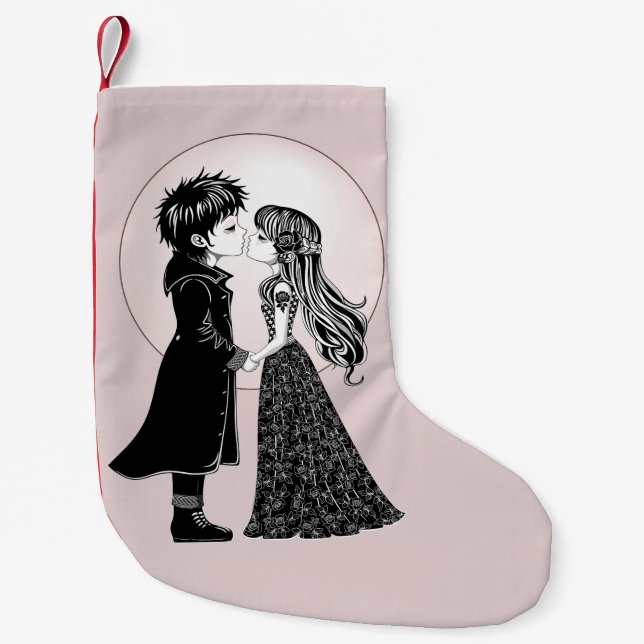 Petite Chaussette De Noël Gothique Emo Enfants Kiss Valentine's Day (Devant)