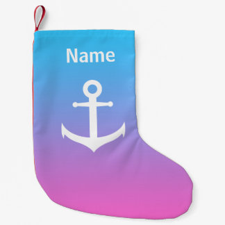 Petite Chaussette De Noël Gradient nautique Girly d'ancre