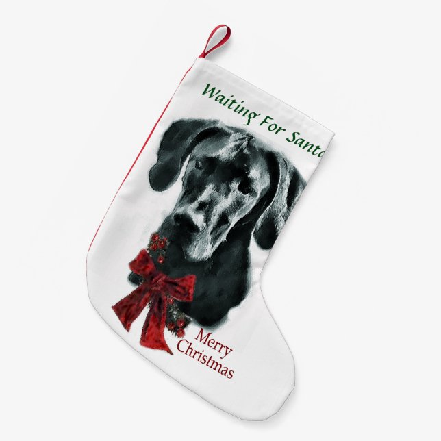Petite Chaussette De Noël Grand Danois (Noir) Noël (Devant (Accrochage))